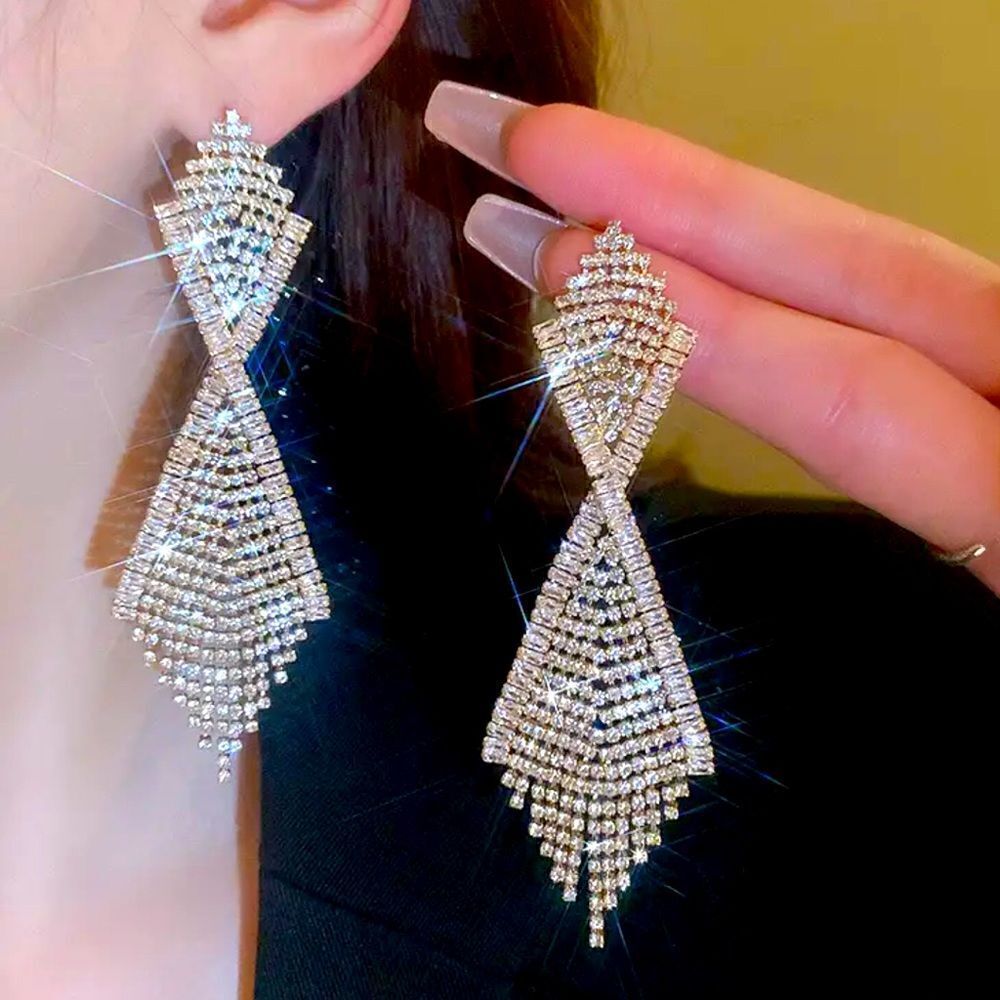 RHINESTONES STATEMENT EARRINGS FASHION WOMEN ACCESSORIES 2023 - Picture 4 of 4